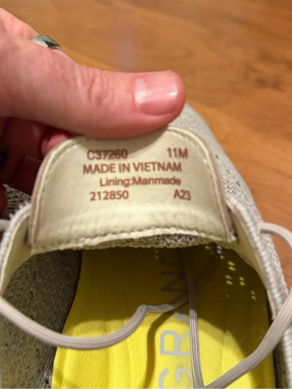 Cole Haan Light Gray Knit Oxfords with Yellow Sole